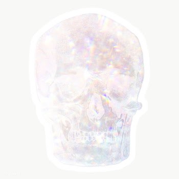 Silvery holographic skull sticker with a white border | Free  transparent png - 2355721
