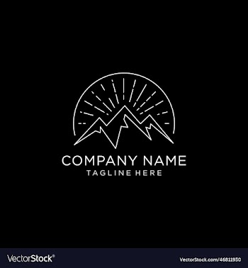 simple abstract mountain line art minimalist logo