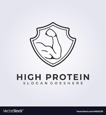 simple badge protein muscle logo outline
