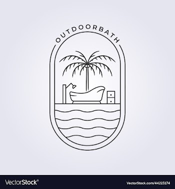 simple bathtub in the outdoor nature line logo