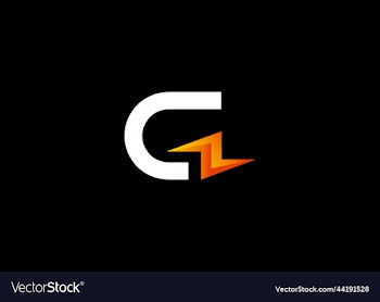 simple beautiful letter g lightning thunder logo