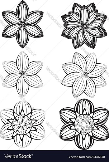 Simple Black and White Flowers2 vector image