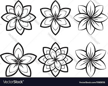 Simple Black and White Flowers3 vector image