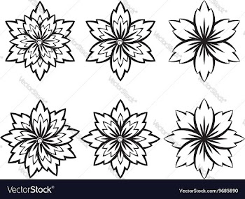 Simple Black and White Flowers4 vector image