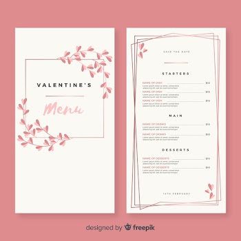 Simple branches valentine menu template