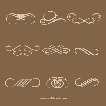 Simple calligraphic decorative elements Free Vector