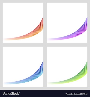 Simple color curved stripe background set vector image