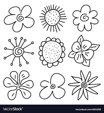 simple doodle floral line icons