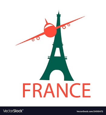Simple eiffel tower clip art with plane logo vector image
