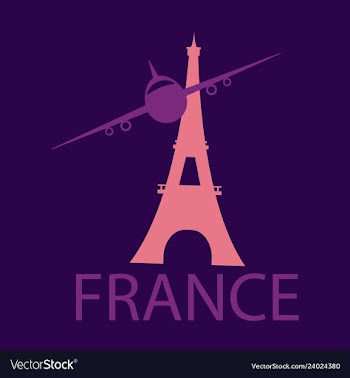Simple eiffel tower clip art with plane logo vector image