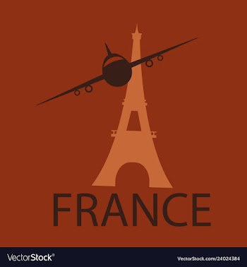 Simple eiffel tower clip art with plane logo vector image