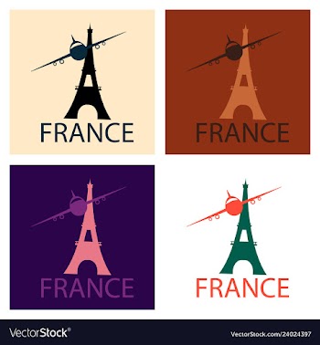 Simple eiffel tower clip art with plane logo vector image