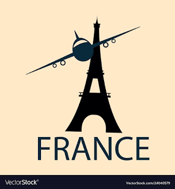 Simple eiffel tower clip art with plane logo vector image