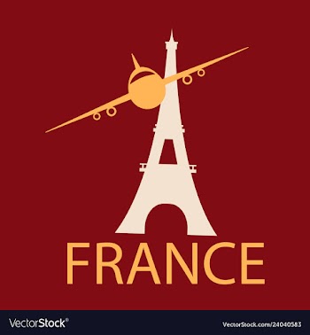 Simple eiffel tower clip art with plane logo vector image