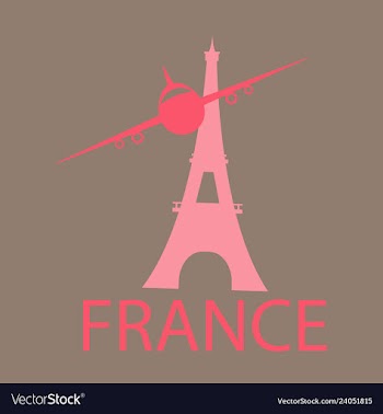 Simple eiffel tower clip art with plane logo vector image