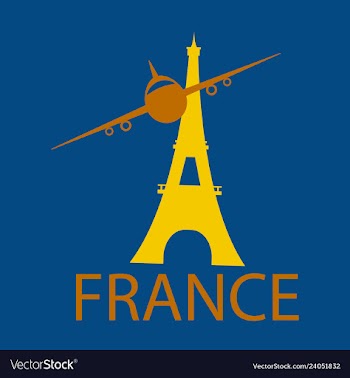 Simple eiffel tower clip art with plane logo vector image