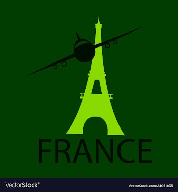 Simple eiffel tower clip art with plane logo vector image