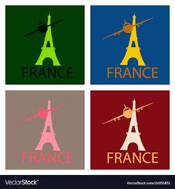 Simple eiffel tower clip art with plane logo vector image
