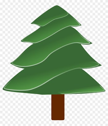 Simple Evergreen With Highlights Christmas Coloring - Pine Tree Clip Art