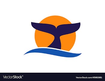 simple flat design oceanic logo whale tail icon