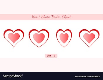 simple heart shape object set created on white
