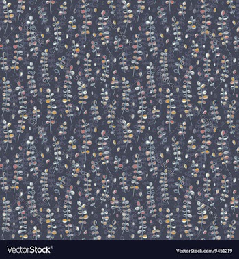 Simple herb floral pattern hand drawn vector image