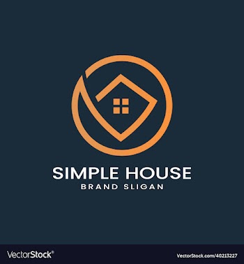 simple house logo with circle line art style
