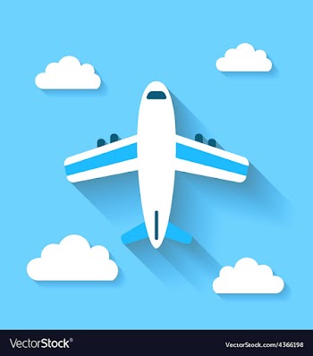  					Simple icons of plane and clouds with long shadows vector image														