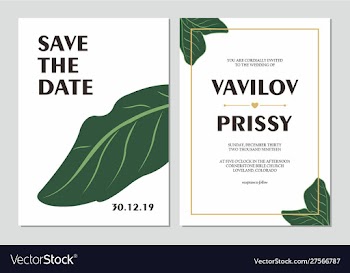 Simple leaf wedding invitation vector image