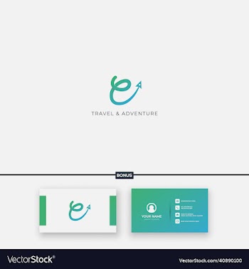 simple lettering e and fast plane logo