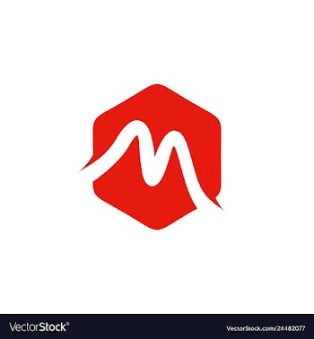 Simple line polygon logo m letter logo m vector image