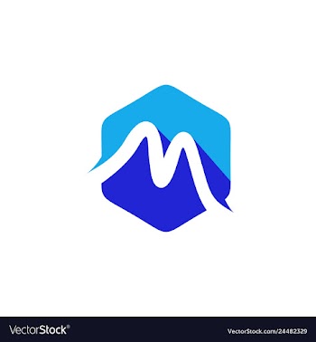 Simple line polygon logo m letter logo m1 vector image