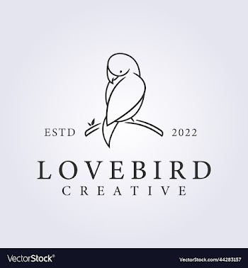 simple lovebird line art logo design