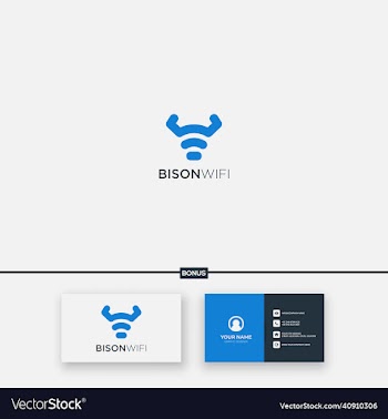 simple minimalist bold bison wifi logo