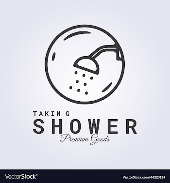 simple minimalist line shower logo badge bathroom
