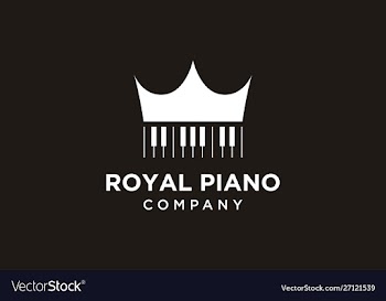 Simple piano with crown logo design vector image