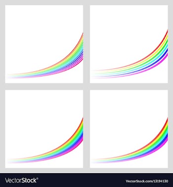 Simple rainbow curved line background set vector image