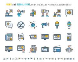 Simple Set of News and Global Event of Coronavirus, Covid-19 Related in Different Platform. Such as Tablet, Phone, Speech Bubble. Filled Outline Icons Vector. 64x64 Pixel Perfect. Editable Stroke. Free Vector