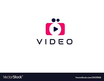 Simple shape video logo template vector image