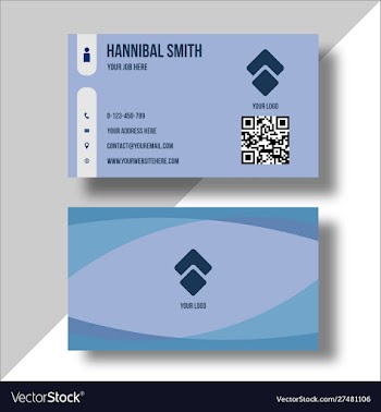 Simple warm blue business card vector image