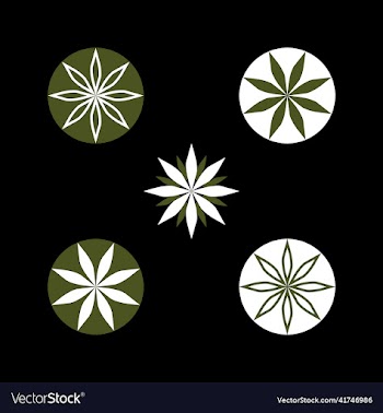 simple white green army daisy flower logo template