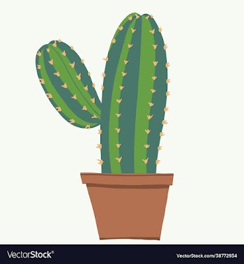 simplicity cactus plant freehand drawing flat