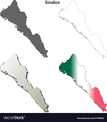 Sinaloa blank outline map set vector image