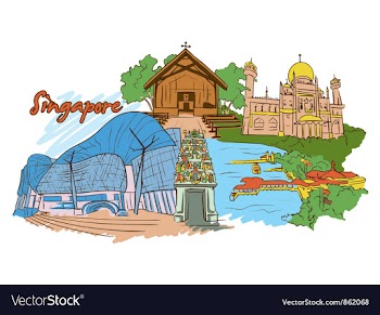 Singapore doodles vector image