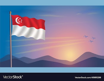 singapore flag in the morning sun