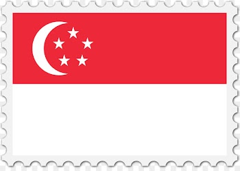 Singapore Flag Map Postage Stamps - Flag 