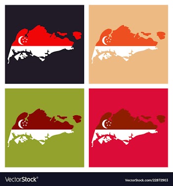 Singapore map with shadow effect vector image