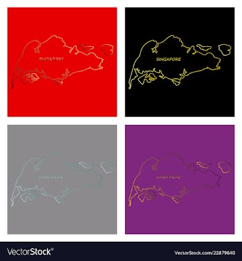Singapore map with shadow effect vector image