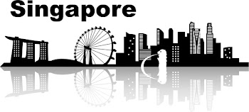Singapore skyline - black and white vector illustration