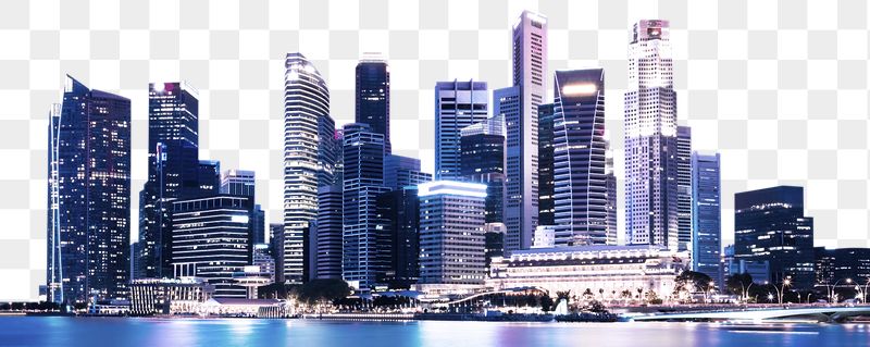 Singapore skyline png border, nighttime, | Free PNG - rawpixel
